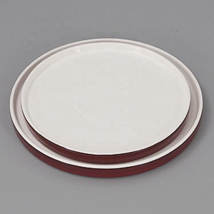 Wholesale Luxury Red Catering Banquet Buffet Tableware Steak Porcelain Dinner Set Plates