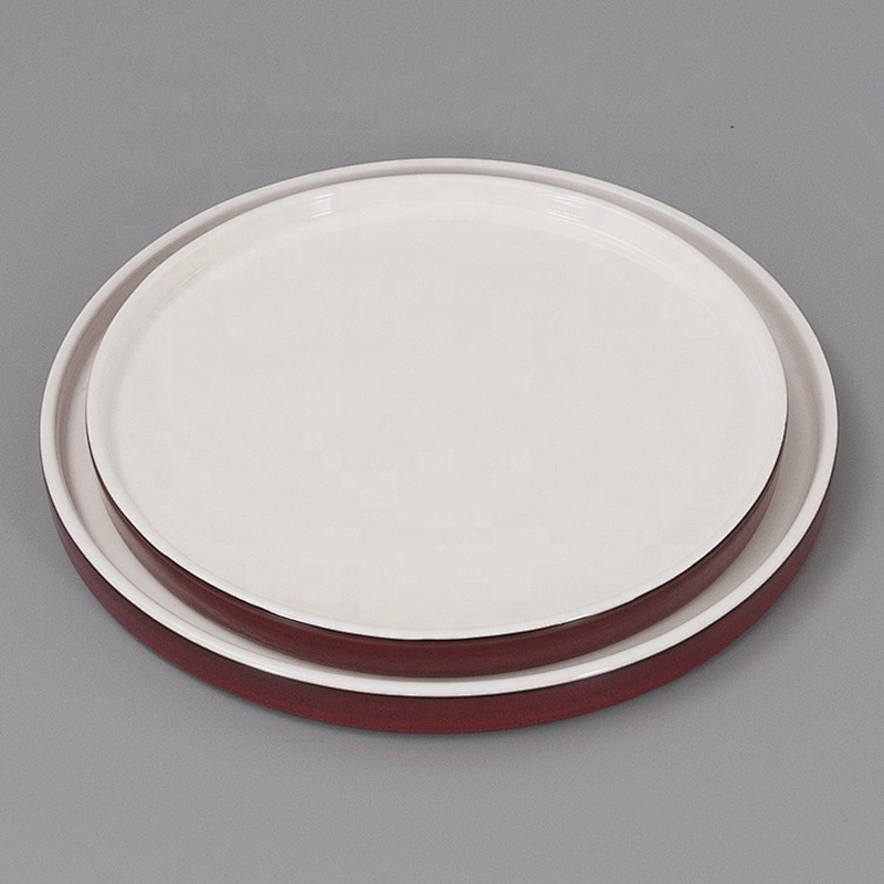 Wholesale Luxury Red Catering Banquet Buffet Tableware Steak Porcelain Dinner Set Plates
