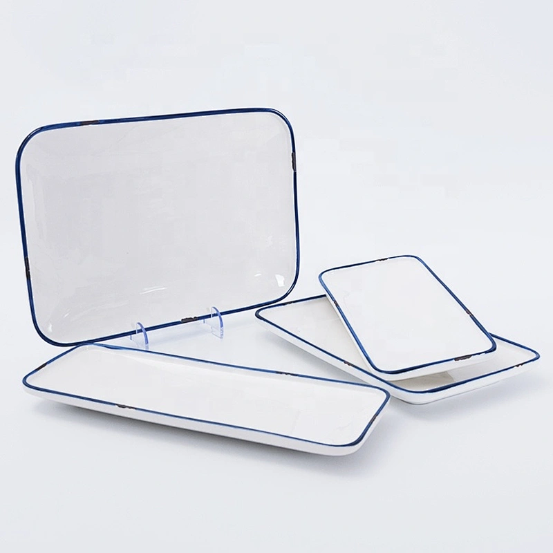 Wholesale Western Porcelain Glazed Restaurant Long Ceramic Dishes Plate