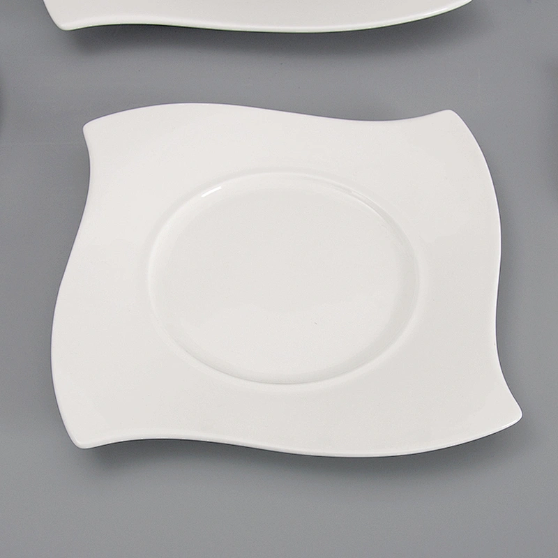 P&T Hotel Ceramic Plates Bone China White Ceramic Dinner Plate 8 Inch Plate,White Porcelain Ceramic plate