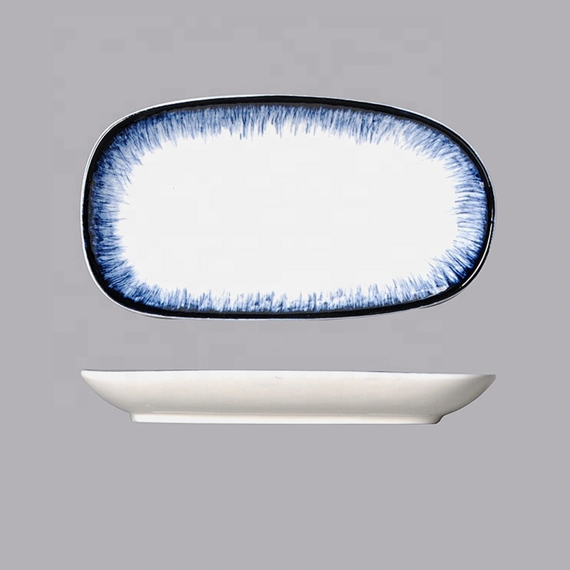 Restaurant Tableware Factory Wholesale Oval Ceramic Napkin towel dish plate