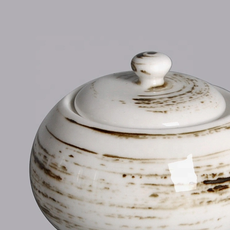 wholesale custom crockery porcelain ceramics sugar pot with lid