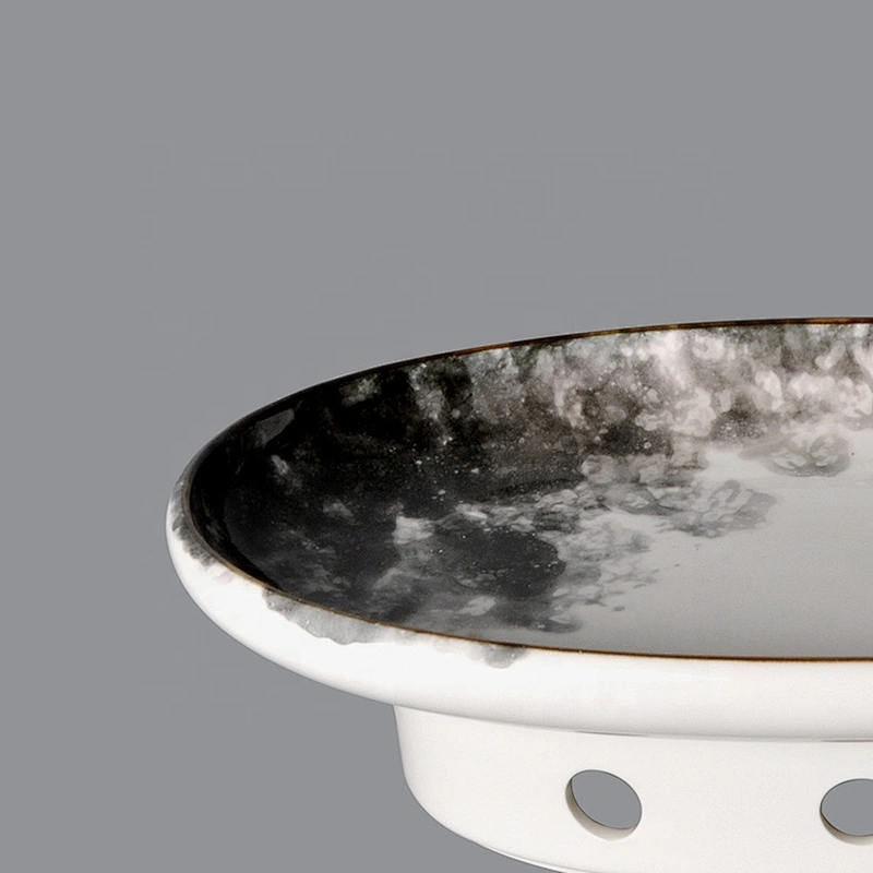 Wholesale large hotel restaurant oval ceramic porcelain fish plate with under warmer