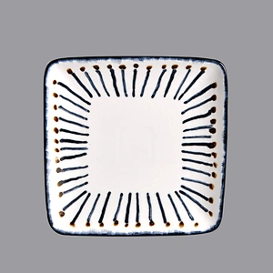 P&T Famous Brand China Restaurant Porcelain Square Plate On Glaze Blue Square Plate
