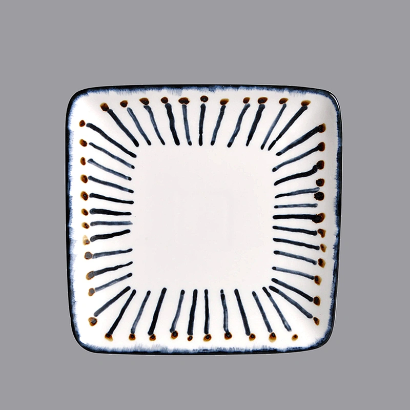 P&T Famous Brand China Restaurant Porcelain Square Plate On Glaze Blue Square Plate