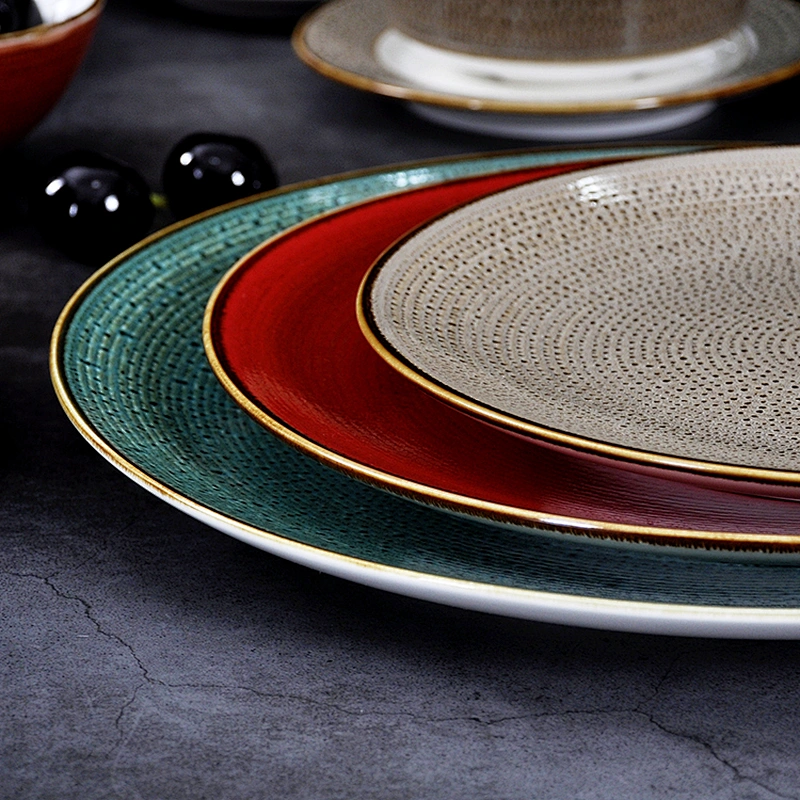 Chaozhou Good Quality In Stock Side Plate,Gold Rim Handmade Ceramic Plate For Hotel