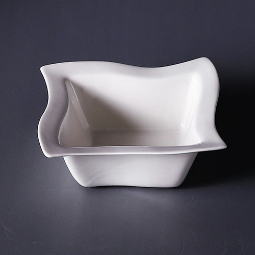 wholesale hotel & restaurant white large square white porcelain ceramic salad bowls