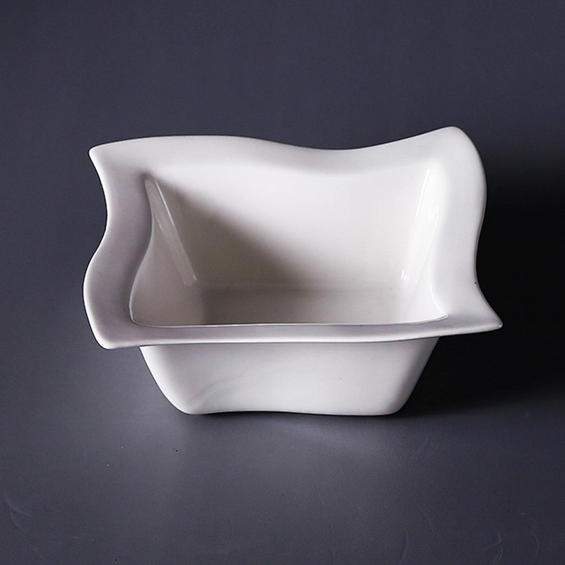 wholesale hotel & restaurant white large square white porcelain ceramic salad bowls