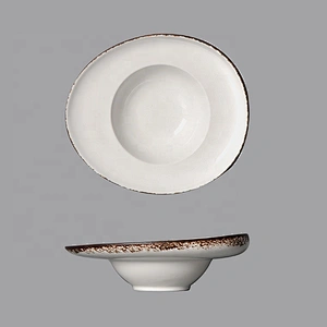 wholesale glazed straw hat shape hotel used deep plate restaurant soup dishes
