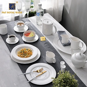 Eco friendly modern design white porcelain tableware dinnerware set for hotel