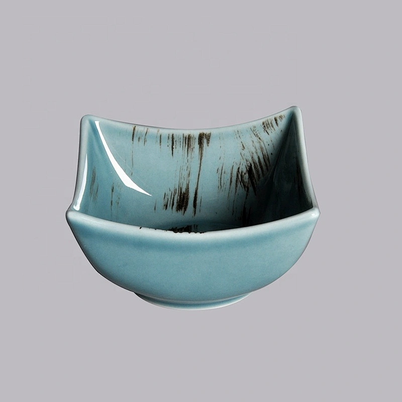 square corner shape ceramic porcelain serving soy sauce dipping bowl