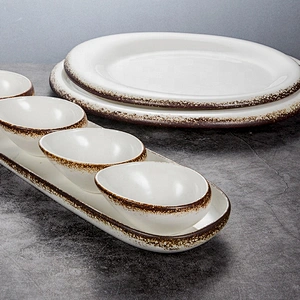 custom glazed restaurnat hotel porcelain ceramic sauce snack bowl with plate