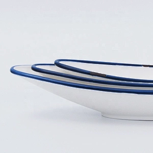 Wholesale Restaurant Fruit Snack Porcelain Boat Shape Ceramic Plate