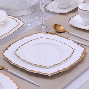 Rectangular Gold Rim Plate