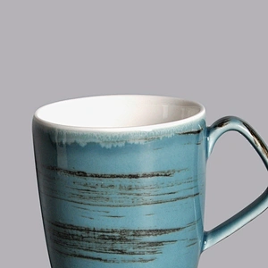 wholesale custom personalized blue color glazed  porcelain ceramic tea coffee mug with handle