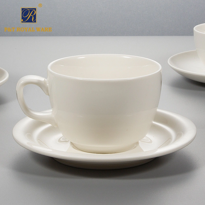 Custom logo white 240ml ceramic coffee mug cup