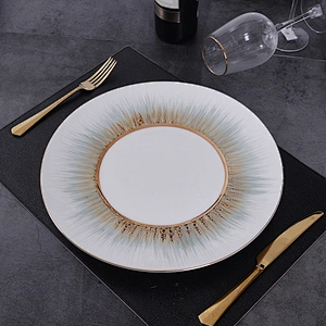 P&T Fancy Colored Charger Plates with Gold Rim,Reactive Color for Multiple Occasions Use.