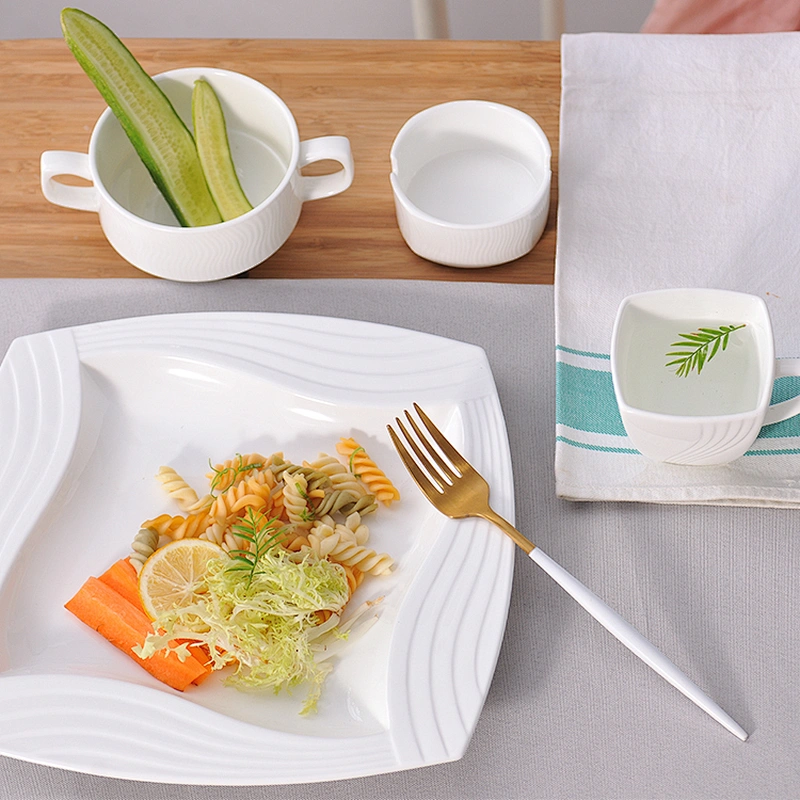 Factory wholesale bone china dinner platter rectangular ceramic square plates