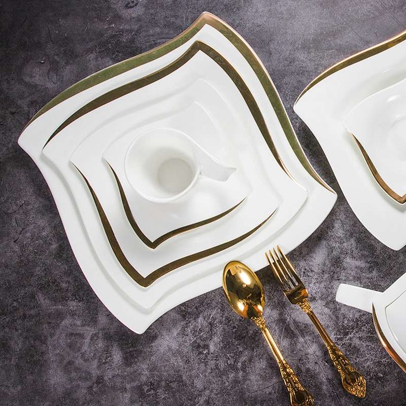 wholesale luxury 8 inch restaurant golden wedding dinner plate with gold rim