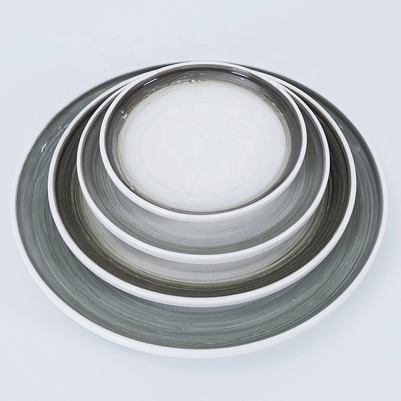 wholesale stock glazed wedding restaurant round porcelain ceramic dinner plate sets