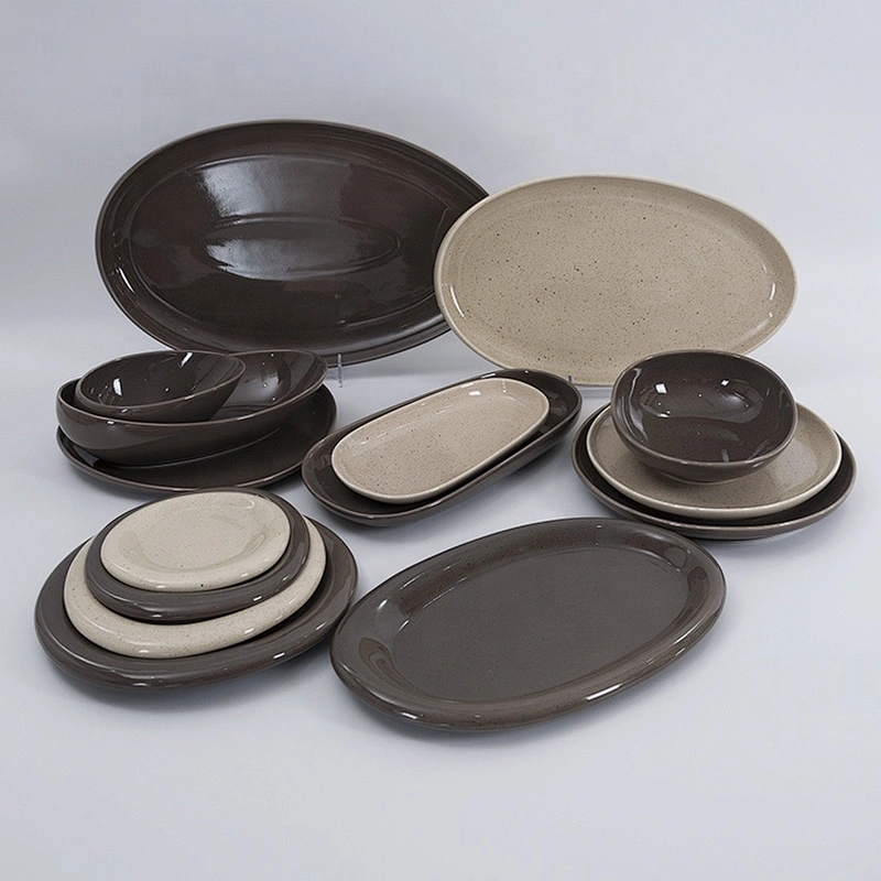 wholesale elegant brown restaurant tableware china ceramic dinnerware sets