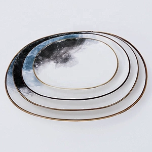 manufacturer nordic hotel restaurant tableware irregular ceramic plates for steak meat