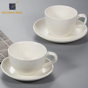 wholesale ceramic porcelain round tea cup saucer set for home & hotel restaurant