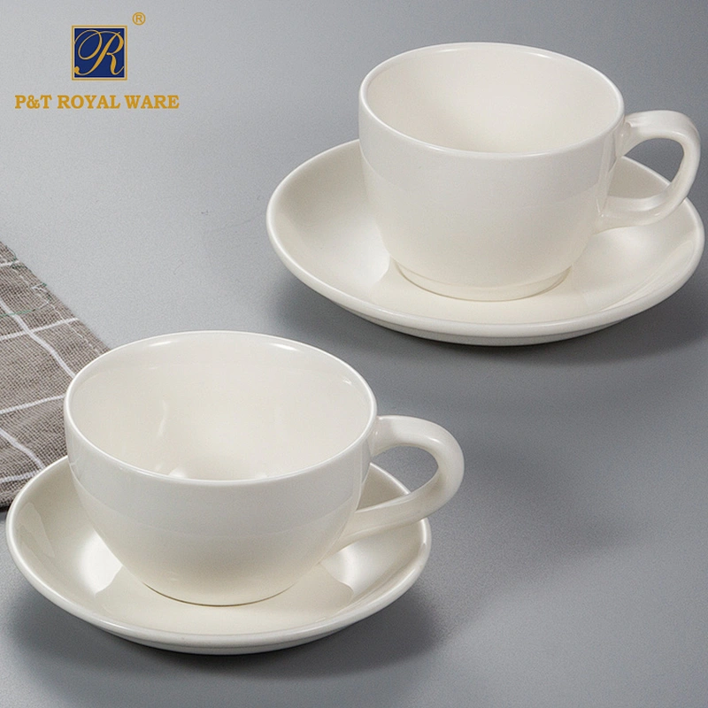wholesale ceramic porcelain round tea cup saucer set for home & hotel restaurant