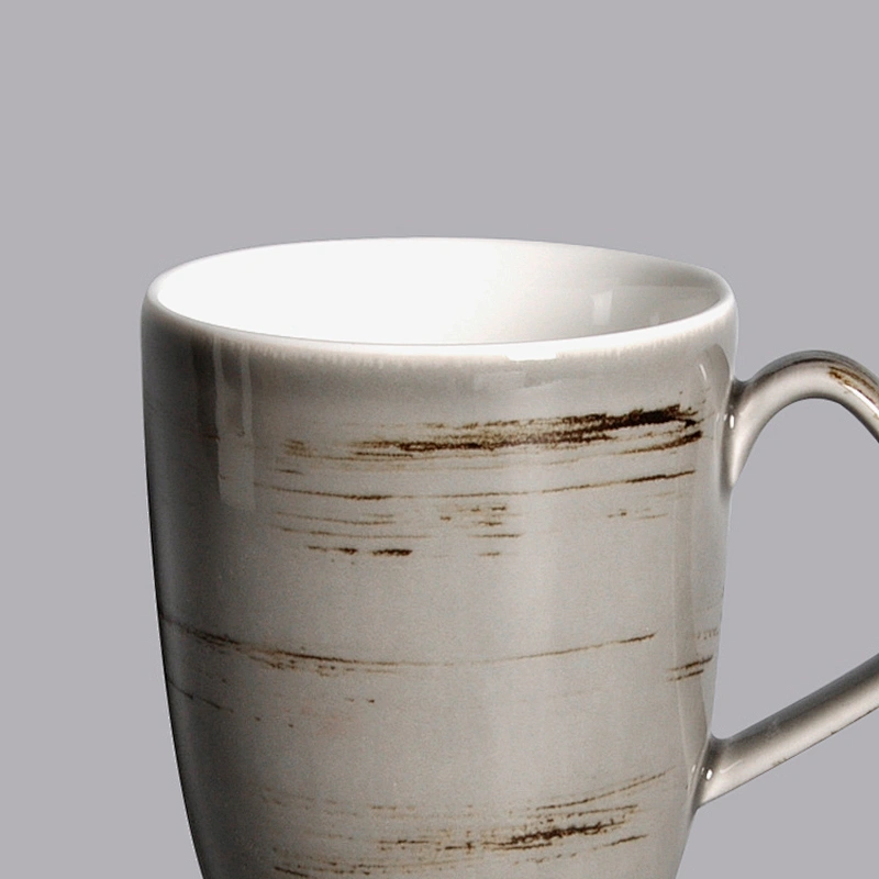 wholesale custom logo hotel fine grey glaze ceramic porcelain tea coffee mug