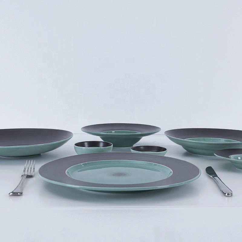 P&T Chaozhou Manufacturer Wholesale Porcelain Plates Black Soup Plate With Lid for Hotel