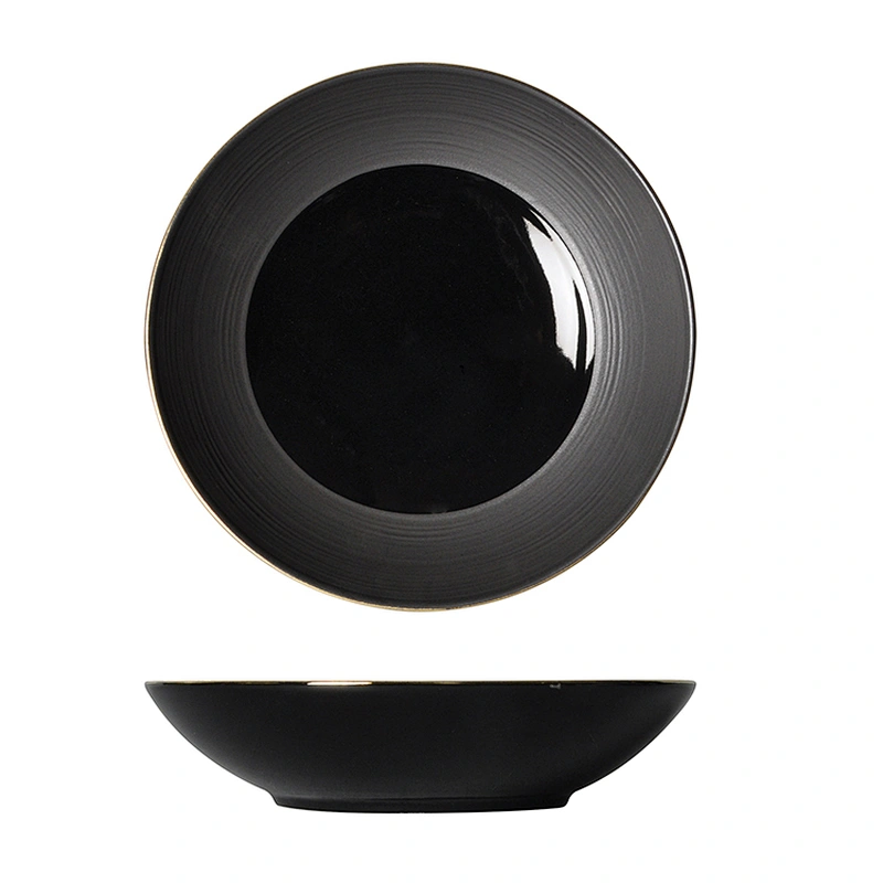 tableware set nordic black round black crockery porcelain ceramic restaurant hall rice bowl