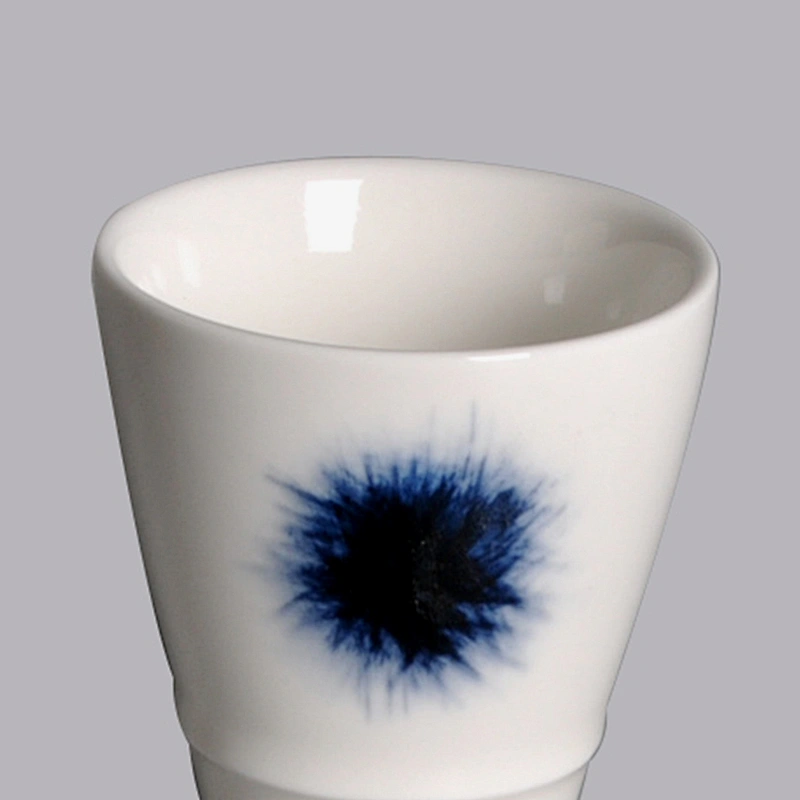 wholesale white blue Japanese  100 ml Mini hotel Wine Ceramic Porcelain Sake Cup without handle