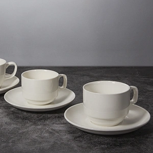 wholesale custom design hotel restaurant crockery porcelain ceramic tea coffee cup with saucer