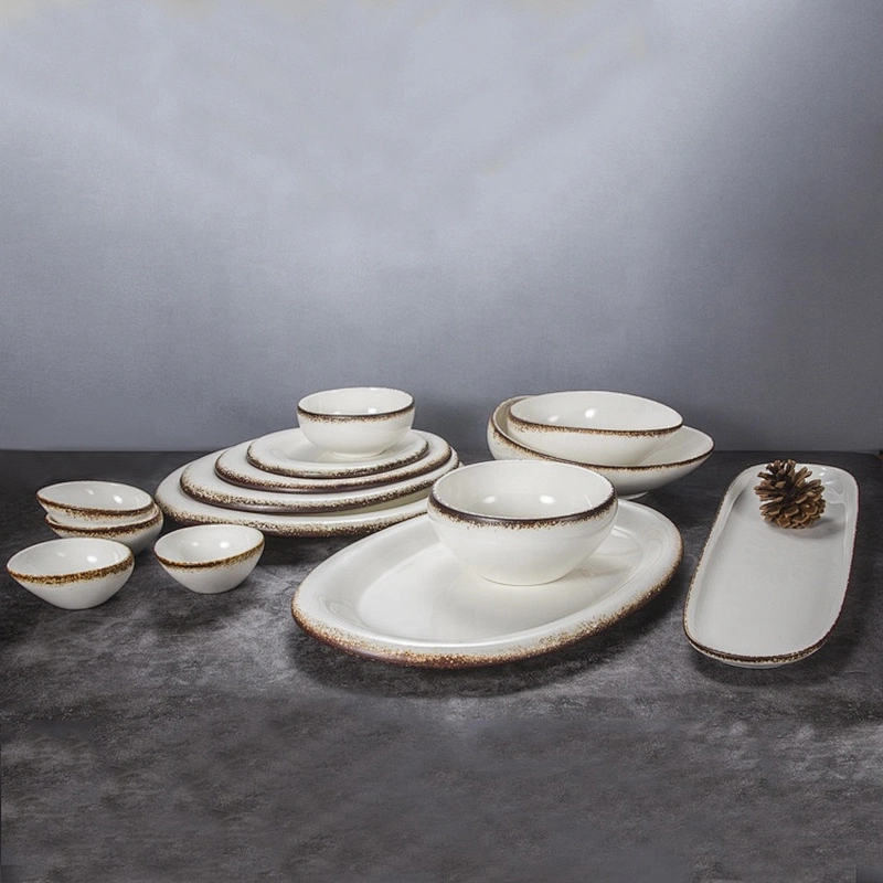 wholesale chinese professional porcelain dinnerware set restaurant glazed plates ceramic tableware