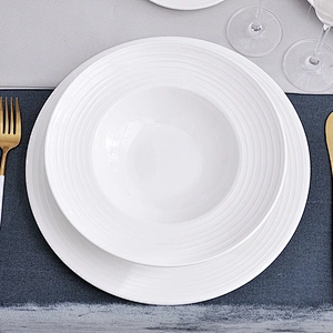 P&T Royal Ware Famous Brand Smooth On Glaze Soup Plate, China Hotel Ceramic Salad Plate~