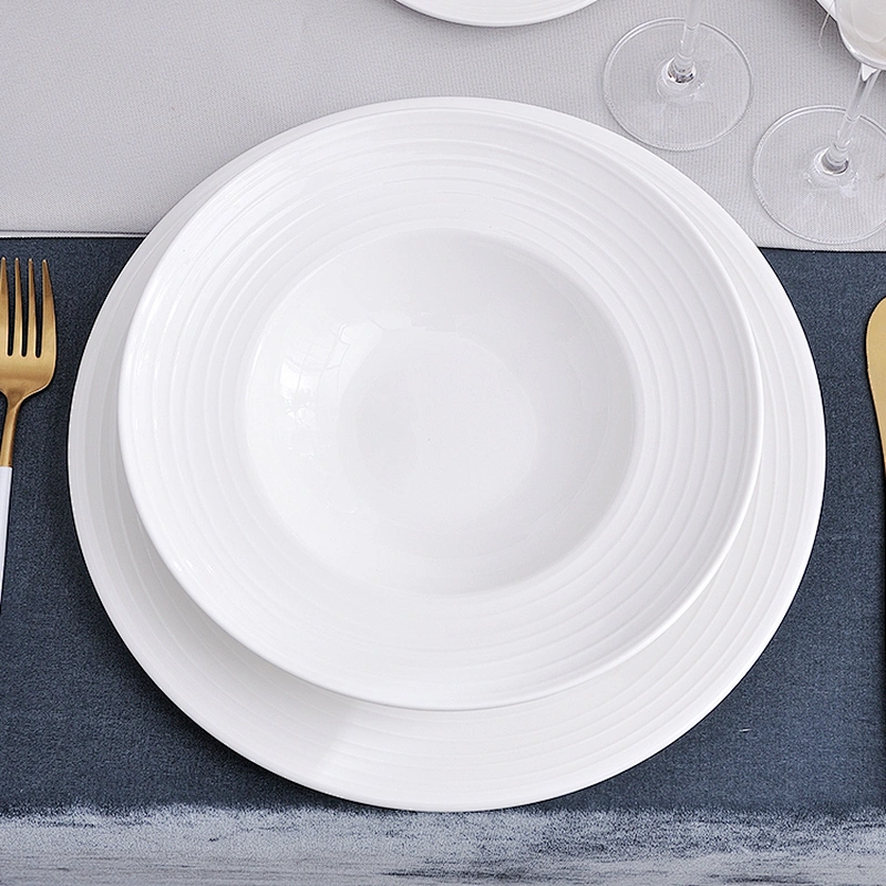 P&T Royal Ware Famous Brand Smooth On Glaze Soup Plate, China Hotel Ceramic Salad Plate~