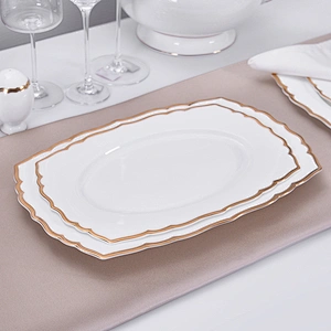 Hotel Luxury Ceramic Tableware Bone China with Gold Rim Fish Plate,Rectangular Plate for Dishes Plates Ceramic Wedding