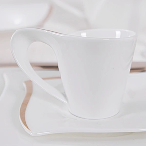 Unique Ceramic Coffee Cup Tea Cup with Soucer Bone China,5 Star Hotel Supply Wholesale White And Gold Tea Cups