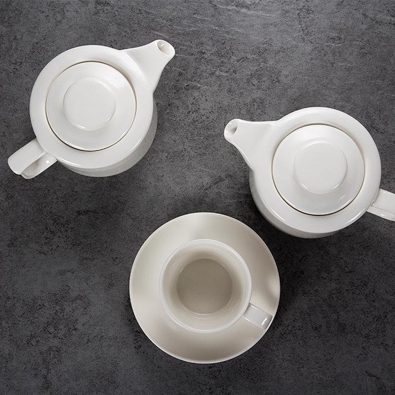 wholesale white large capacity crockery restaurant simple shape porcelain tableware ceramic tea coffee pot