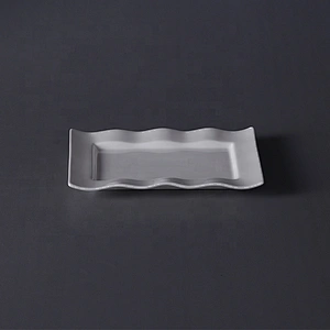 nordic style white wave shape rectangle flat ceramic party bread  cake plate