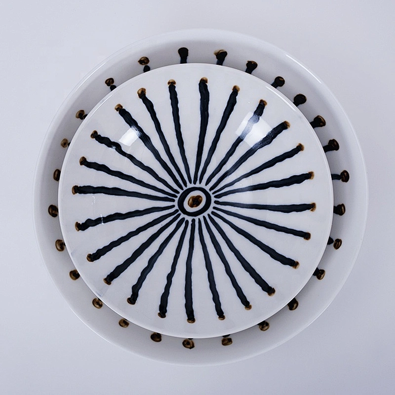 custom printed glazed microwave japanese restaurant white blue porcelain ramen ceramic bowl manufacturer