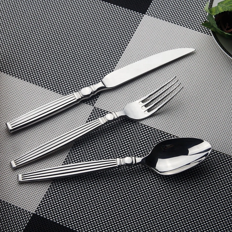 High Grade Stainless Steel Cutlery Custom Logo 304 Stainless Steel Spoons Forks Knives Flatware Set Couverts Set for Hotel