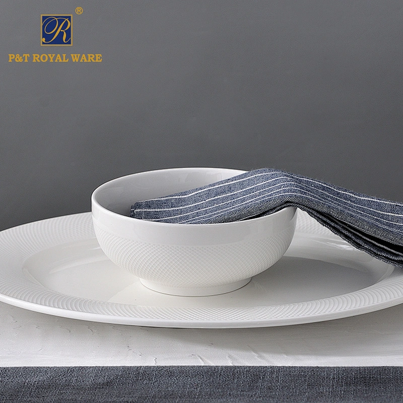 Restaurant Hotel White Ceramic Porcelain Tableware Dinnerware Set