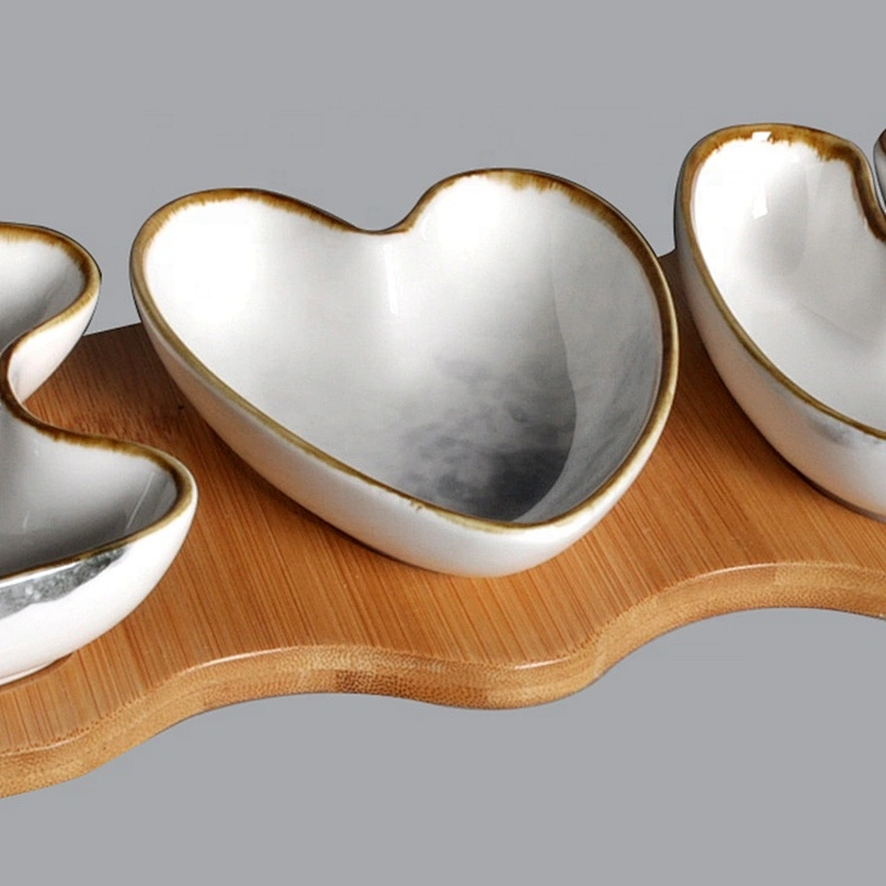 wholesale custom hotel restaurant glazed porcelain ceramic heart plate