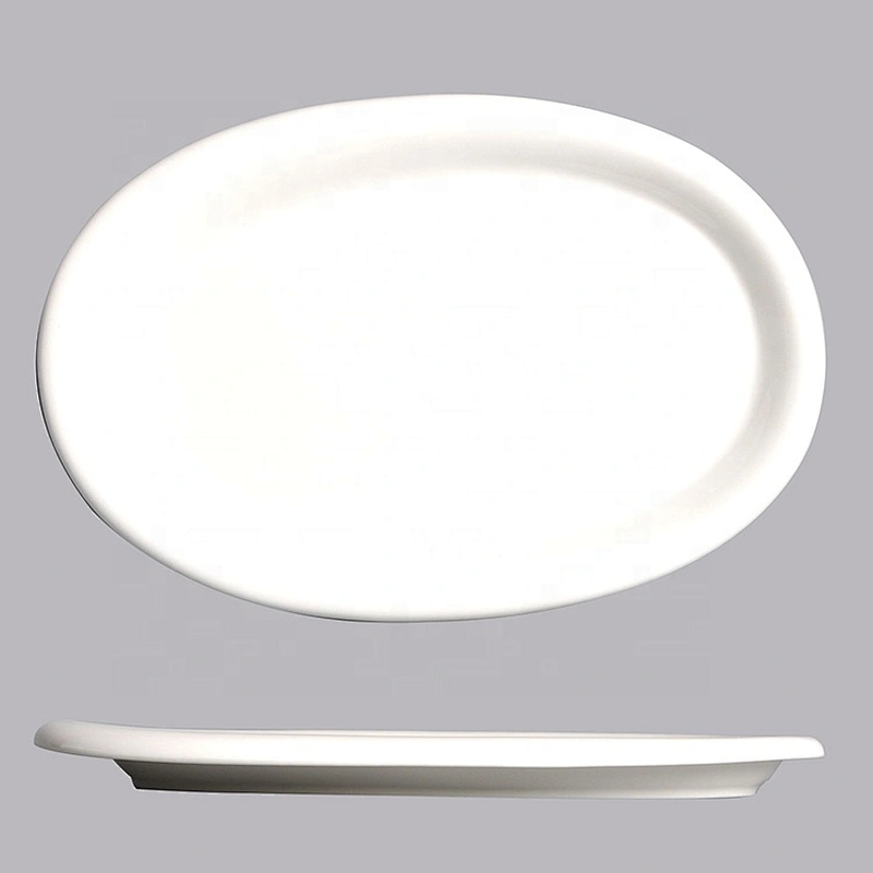 wholesale white oval porcelain restaurant kitchen ceramic dinner plate sets hotel stoneware dinner plates