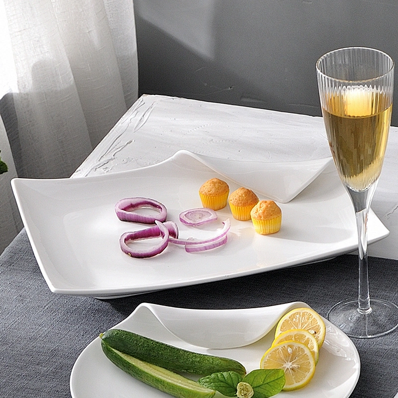manufacturer cheap price rectangle restaurant hotel ceramic plate set rectangle serving tray plate