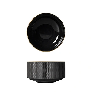 Latest Design Round Matt Black Stackable Restaurant Ceramic Cup Salad Bowl