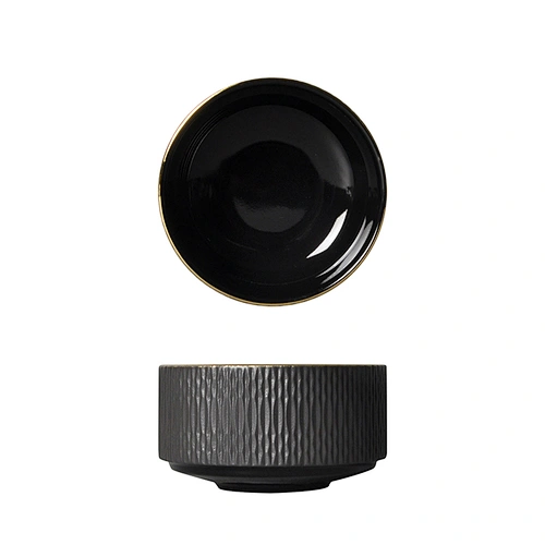 Latest Design Round Matt Black Stackable Restaurant Ceramic Cup Salad Bowl
