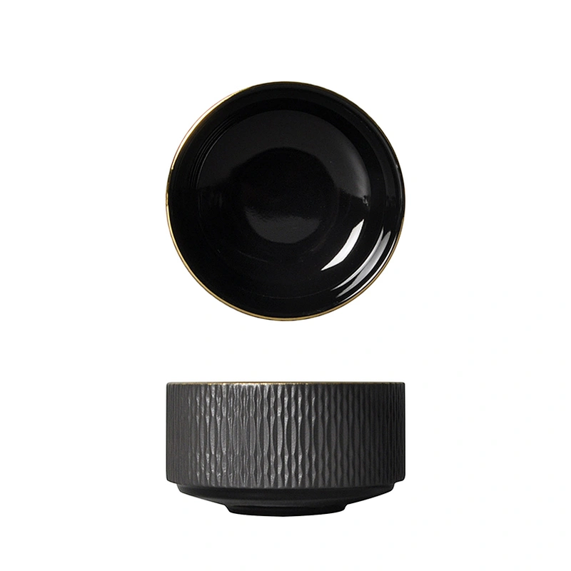 Latest Design Round Matt Black Stackable Restaurant Ceramic Cup Salad Bowl