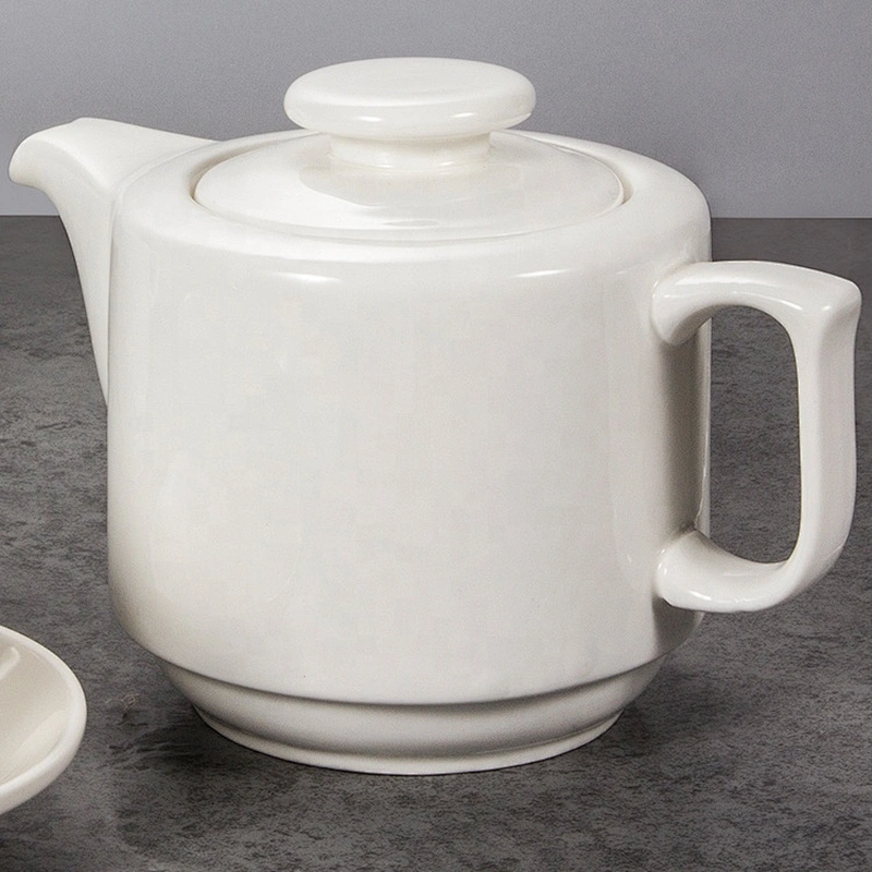 wholesale white large capacity crockery restaurant simple shape porcelain tableware ceramic tea coffee pot